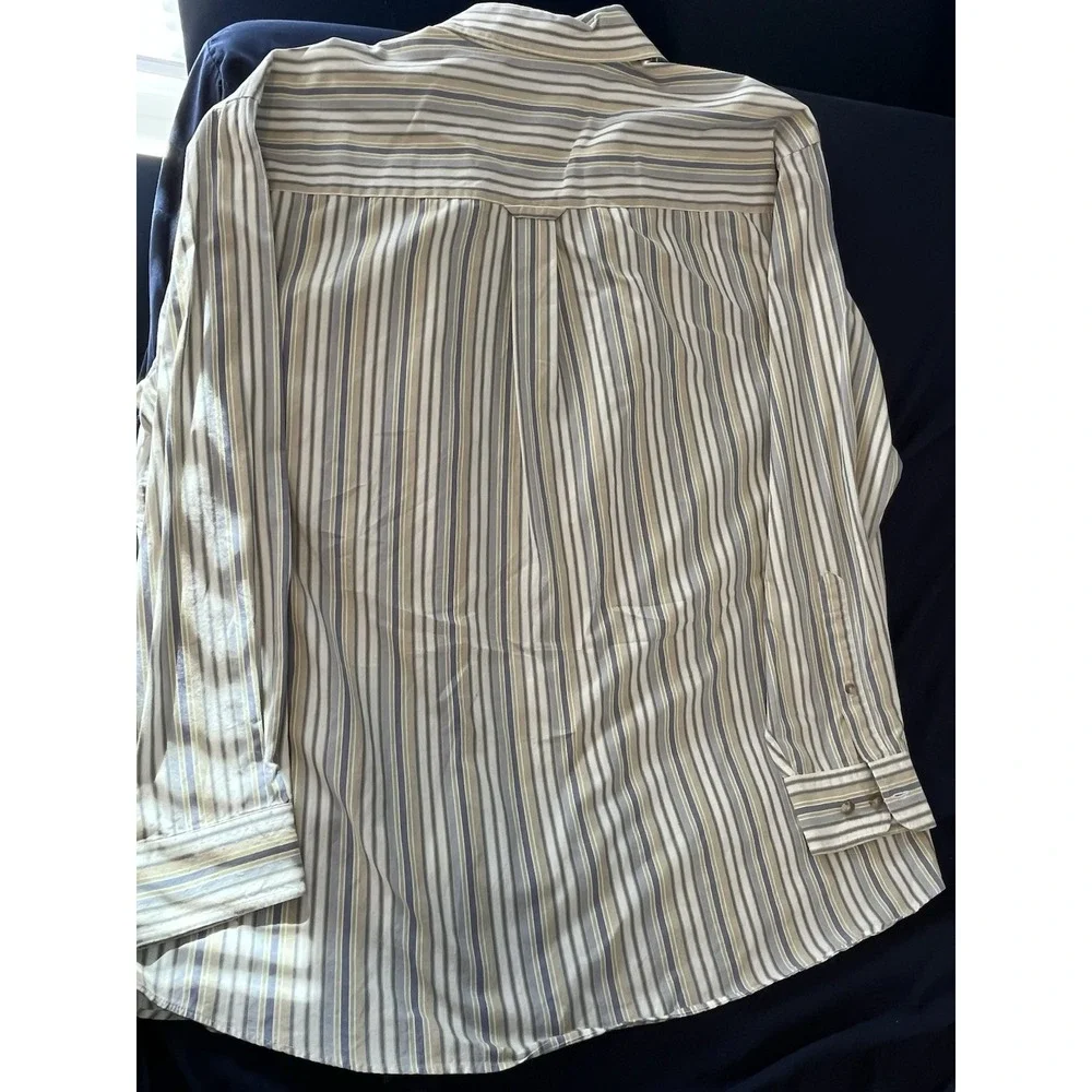 Pendleton Metro Shirt long sleeve button‎ down White/blue 100% cotton size Med